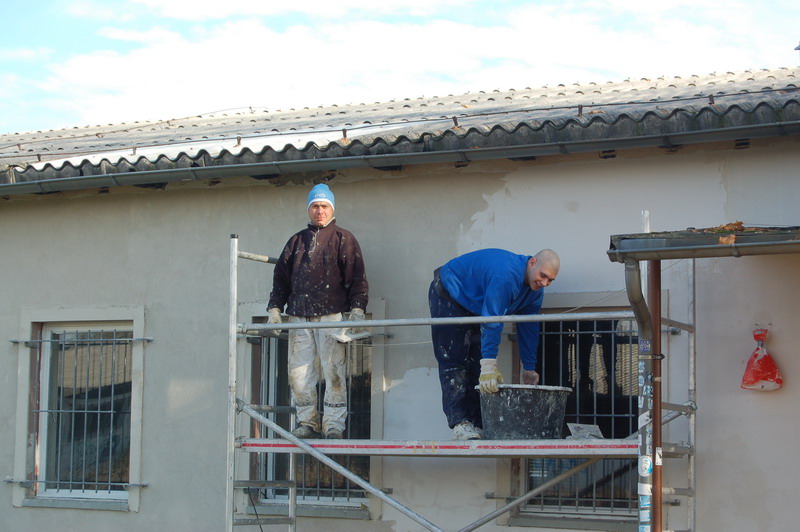 Außenarbeiten am Fanhaus